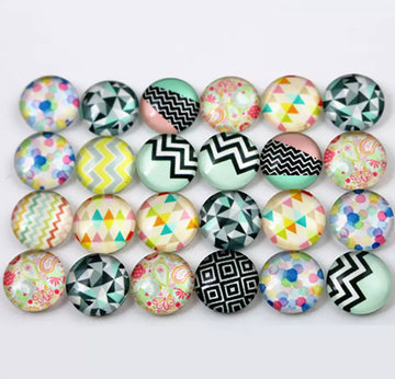 10pcs, 12mm Cabochons, in mixed print